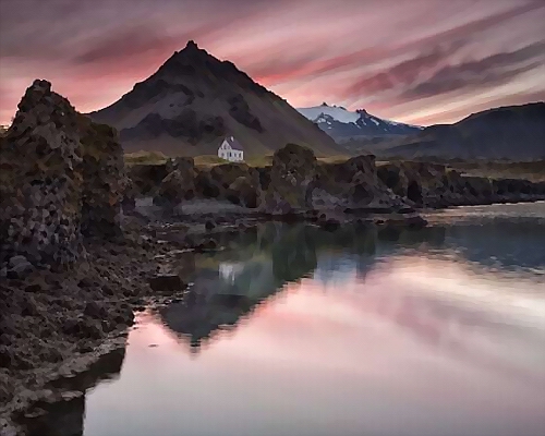 Coucher de soleil sur Arnarstapi islande
