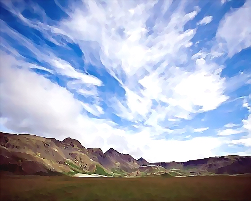  Panorama de montagnes d`islande