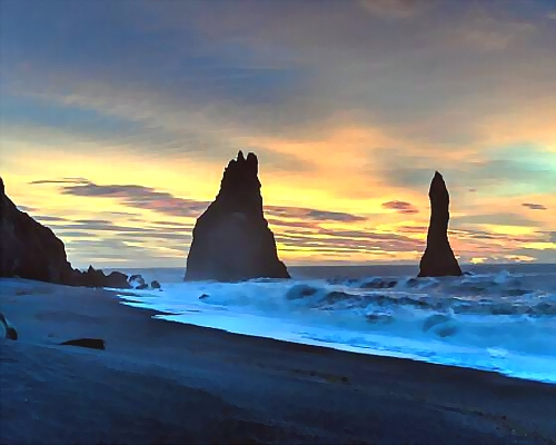  Rochers de Reynisdrangar, plage Reynisfjara d`islande