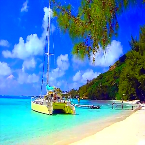 E BATEAU D`ANTOINE ICI JUSTE DEVANT CHER LUI AU TUAMOTU
